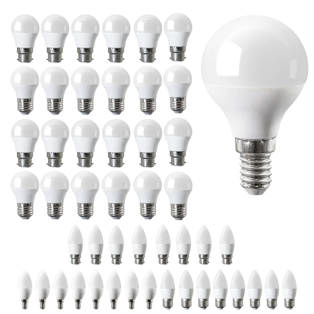 50PCS Factory Direct Shipping E14 B22 E27 LED Candle Bulb Lamps AC 220V 120V 3W 5W 6W 7W Energy SavE Lamp Cool Lighting for Home