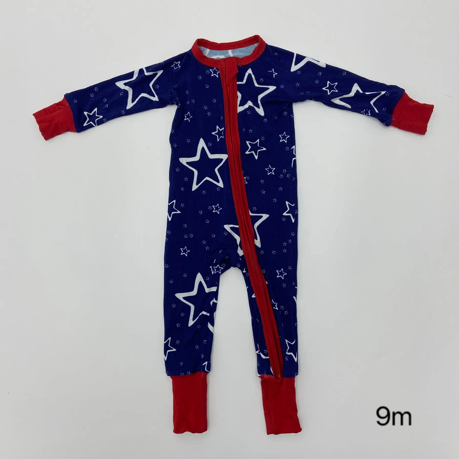 9M Infant girls blue floral Rompers Clothing Newborn boutique wholesale zipper Sleeper baby kids long Sleeves hot sale onesie