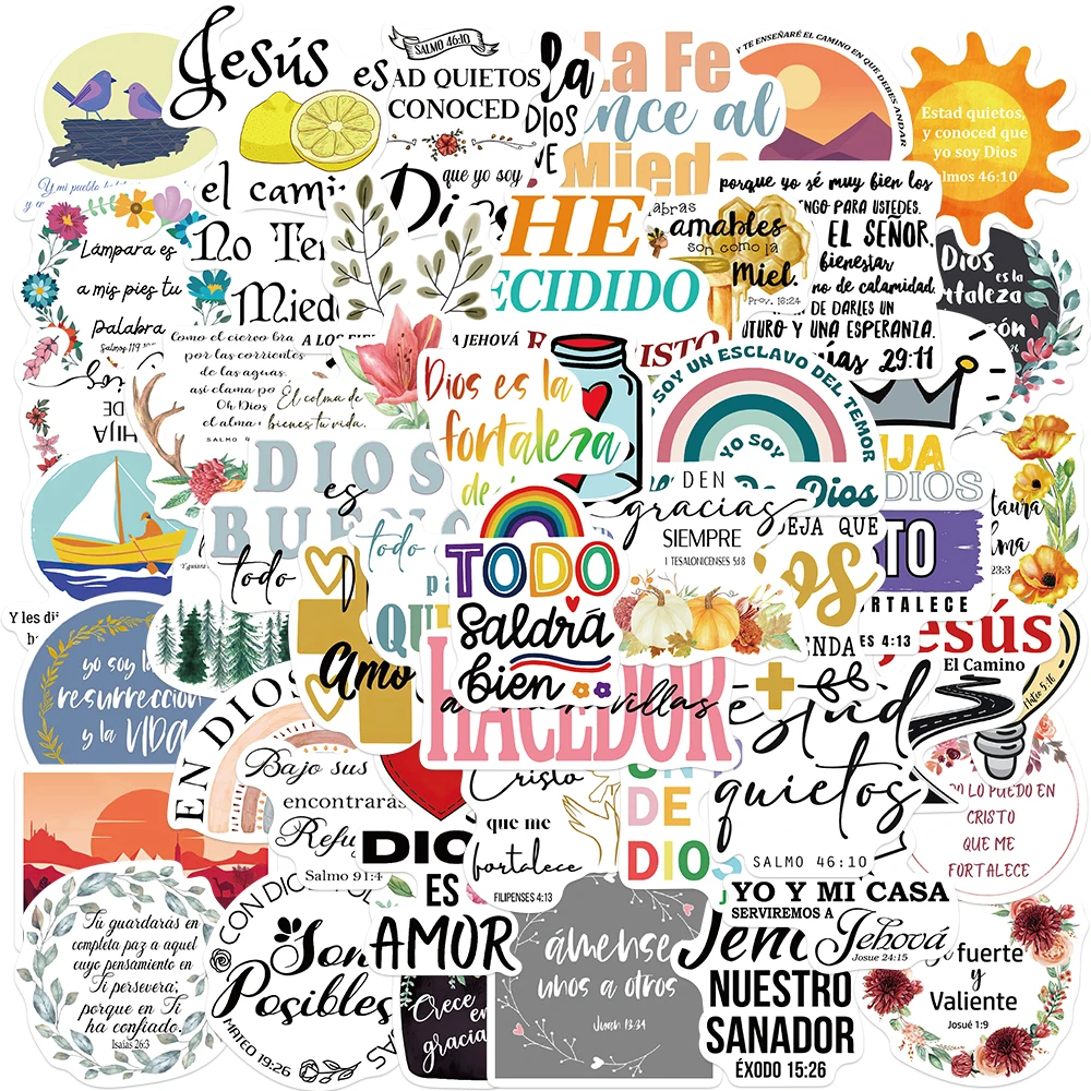 50 pezzi carino Bibbia spagnola adesivo in PVC decorazione estetica per scrapbooking materiale scolastico di cancelleria coreana per adesivi per bambini
