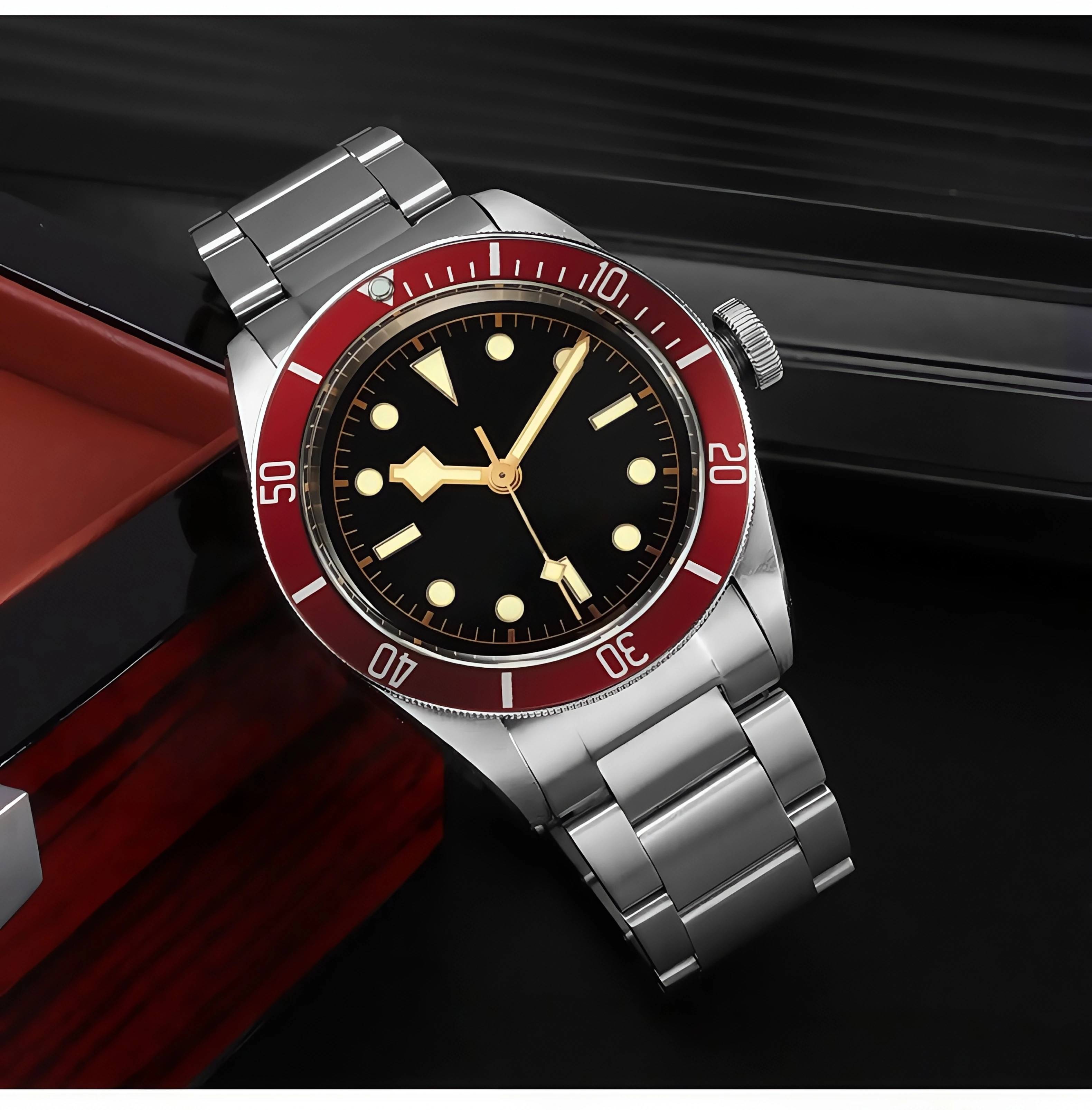 Orologi meccanici automatici da uomo di alta qualità con lunetta in ceramica blu nera in acciaio inossidabile con vetro zaffiro D56 da 42 mm