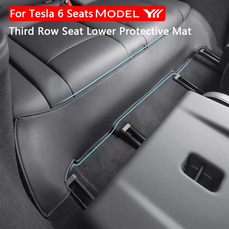 Para Tesla Model YL, Tapete Protetor Inferior para o Assento da Terceira Fileira (6 Lugares), Capa de Couro Anti-chute para Abaixo do Assento, Acessórios Internos Automotivos