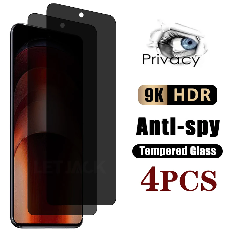 4Pcs Privacy Anti-Spy Tempered Glass For Vivo iQOO Neo 9 8 7 Pro Screen Protector For Vivo Y03 Y18 Y28 Y28S Y38 Y58 T3 T3X Glass