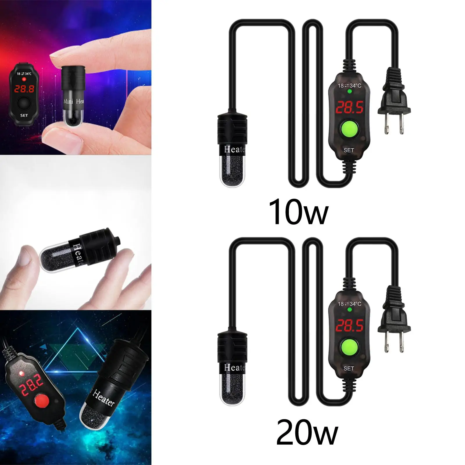 Aquarium Fish Tank Heater Submersible Thermostat Heat Rod for Betta