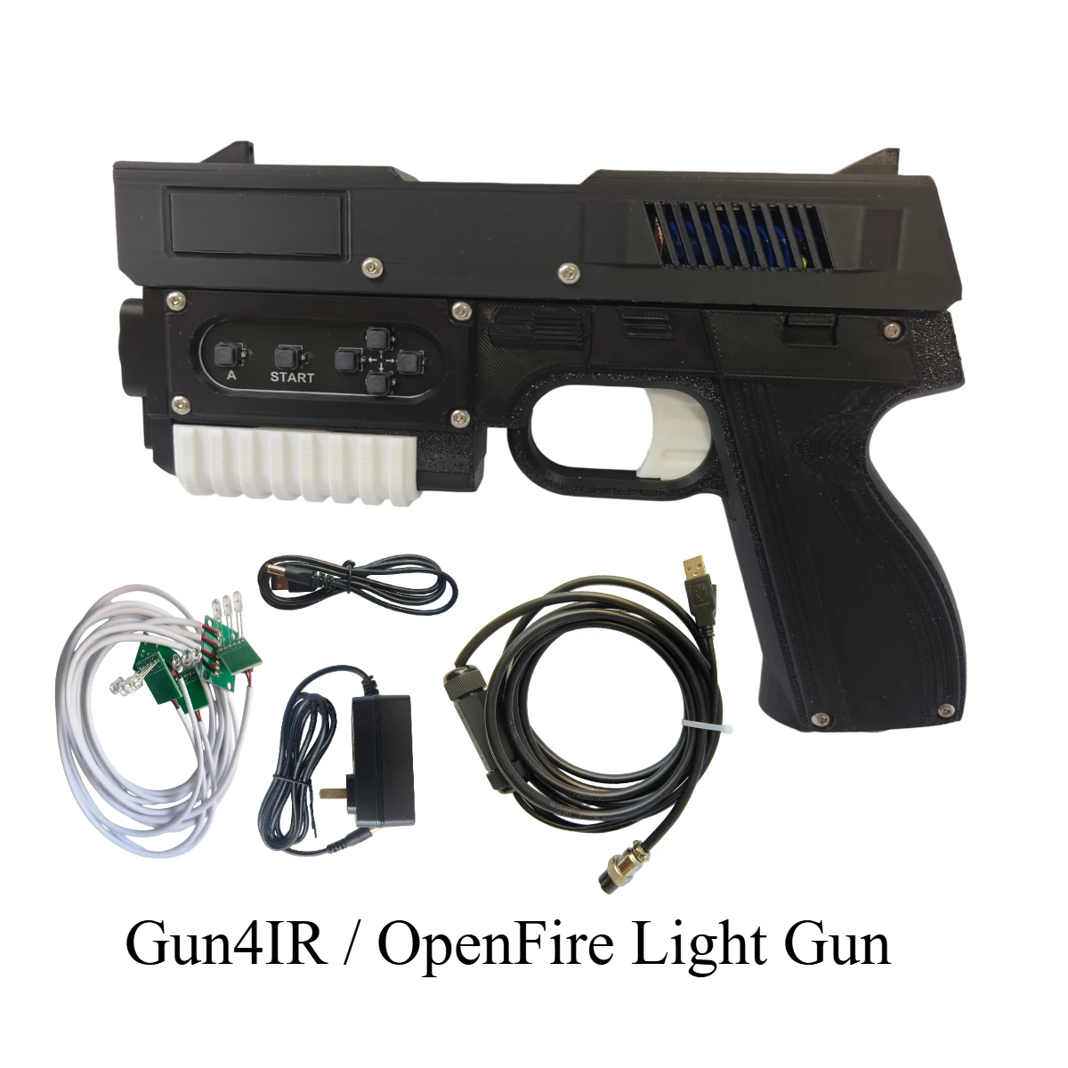 NEW OpenFire / Gun4IR Light Gun Set Shooting game controller for PC Games–Recoil, USB + IR Sensor + Power Adapter – Black / Blue