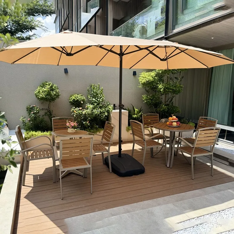 Outdoor Parasol Three-headed Middle Pillar Umbrella Garden Terrace Courtyard Sun Umbrella Outdoor Shop Restaurant Stall Advertis