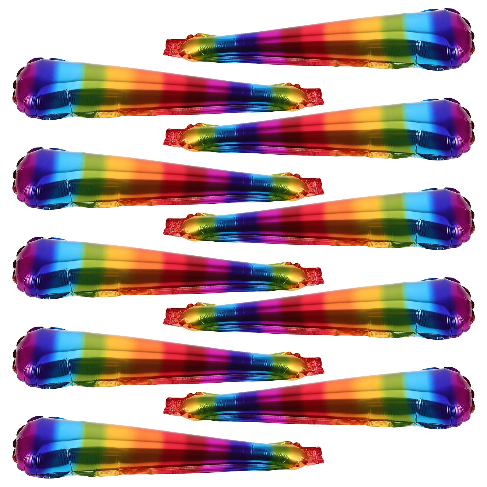 10 pcs Rainbow Balloon Sticks 14 Inch Inflatable Cheering Wand For Party Sports Events Parade Pride Spirit