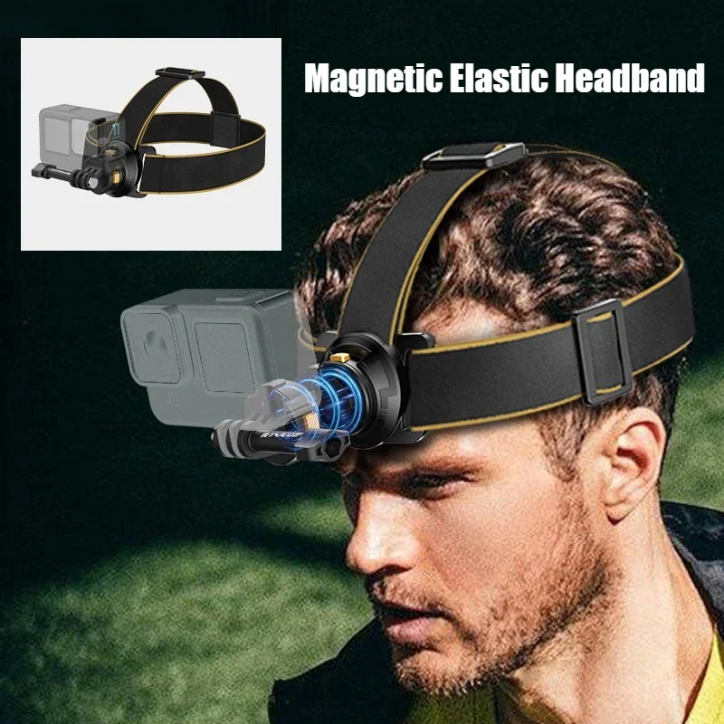 Magnetic Head Strap For GoPro Hero 13 12 11 10 9 8 7 360 Rotary Clip Mount for DJI Osmo Action Xiaoyi Insta360 Action Carema