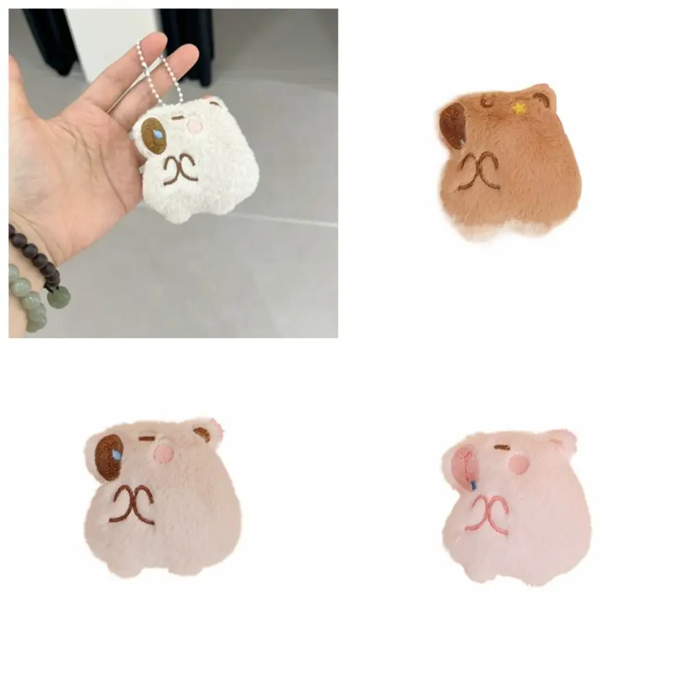 Fashion Cartoon Capybara Plush Keychain Plush Stuffed Soft Ball Chain Charms Toys Guinea Pig Pendant Couple