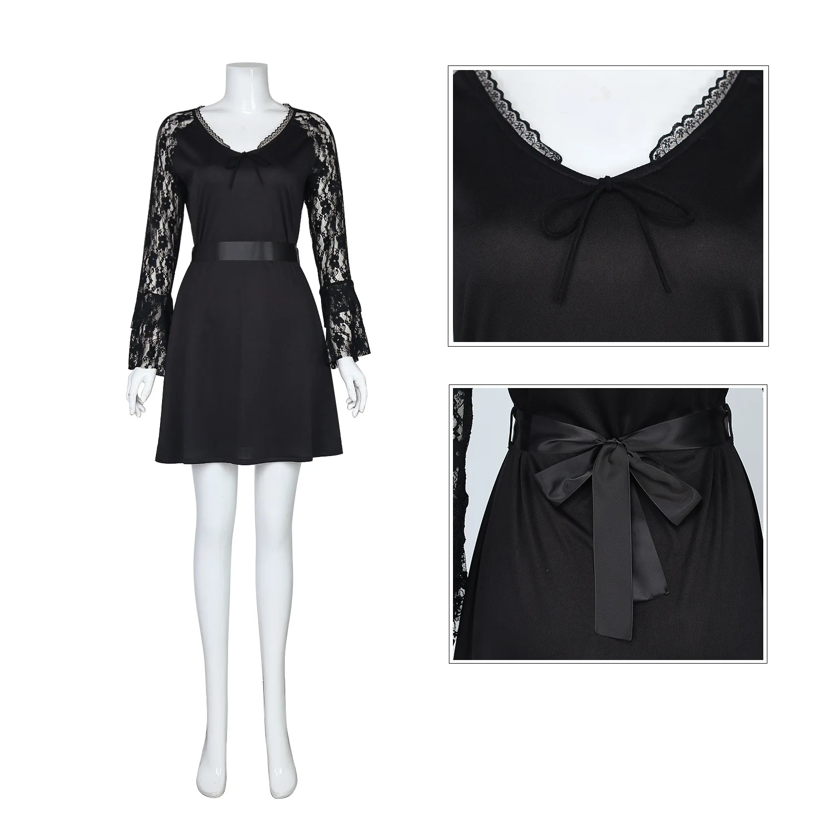 زي ليزا فرانكنشتاين التنكري، فستان من الدانتيل الأسود، زي تنكري لأداء الشخصيات