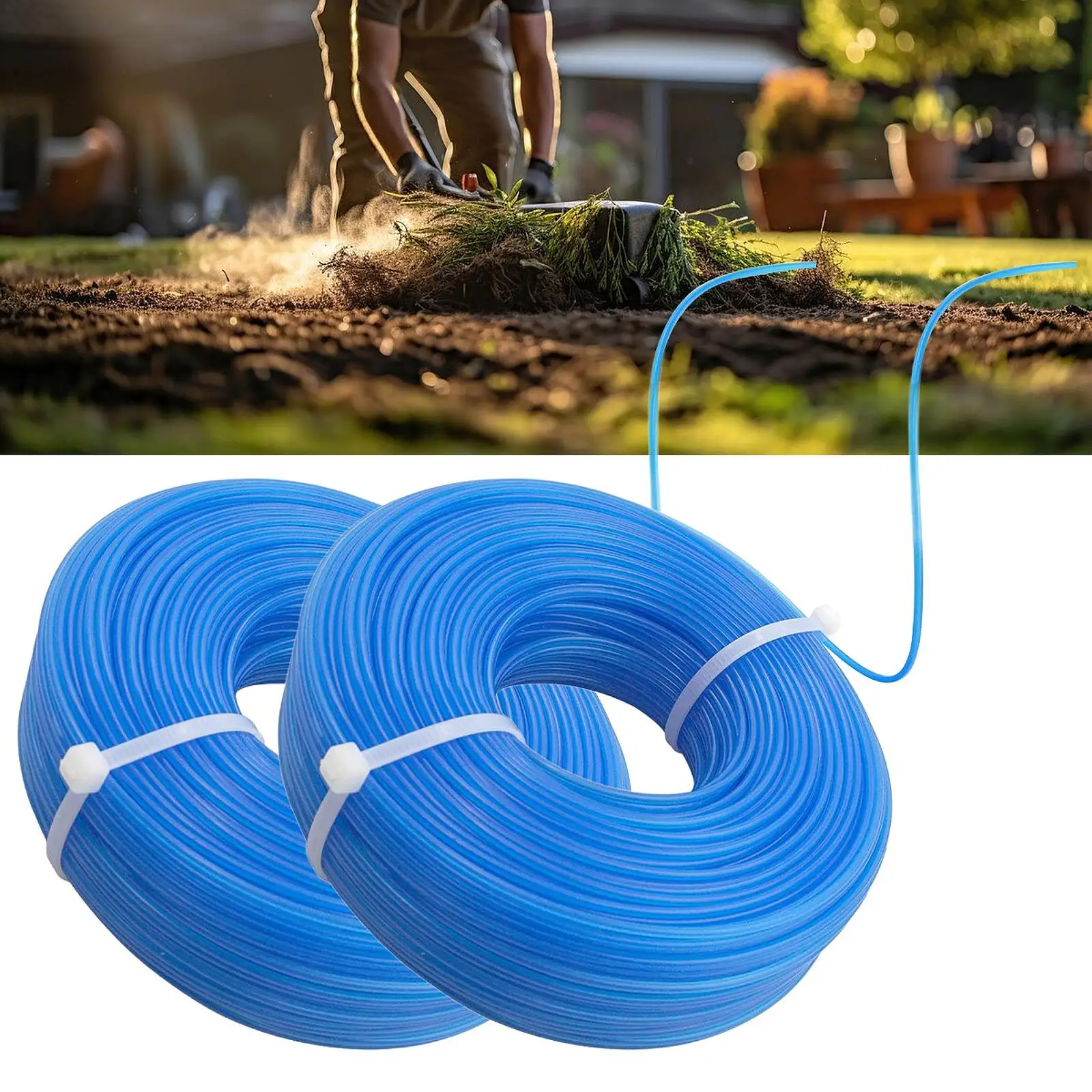 Grass Trimmer Line 2 Rolls 1.6mm Premium Accessories Practical 100M Replace Weed Strimmer String for Park Lawn Yard Field