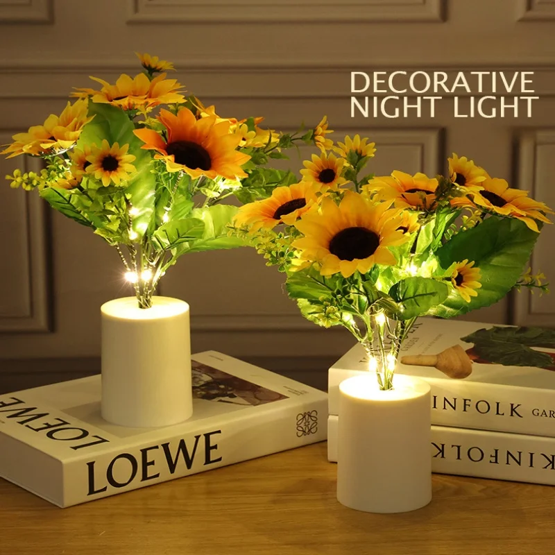LED Night Light  Sunflower Lights Interior Lighting Bedroom Bedside Desktop Decoration Table Lamp Night Lamps