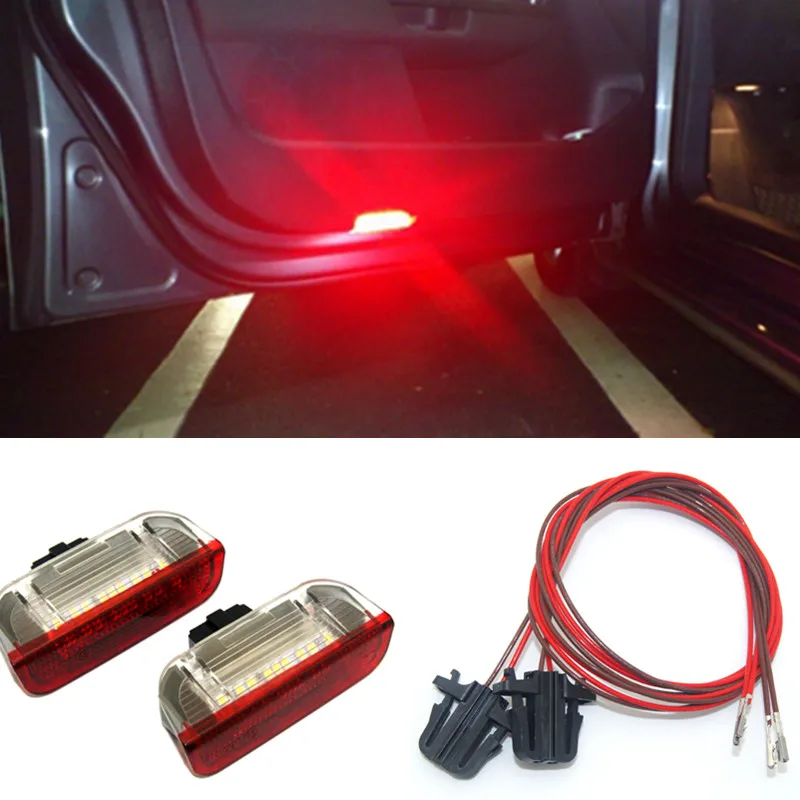 

2PCS LED Door Warning Light interior LAMP LIGHTS+Cable WIRE For Golf Jetta MK5 MK6 Passat B6 B7 CC TIGUAN 3AD 947 411 Auto light