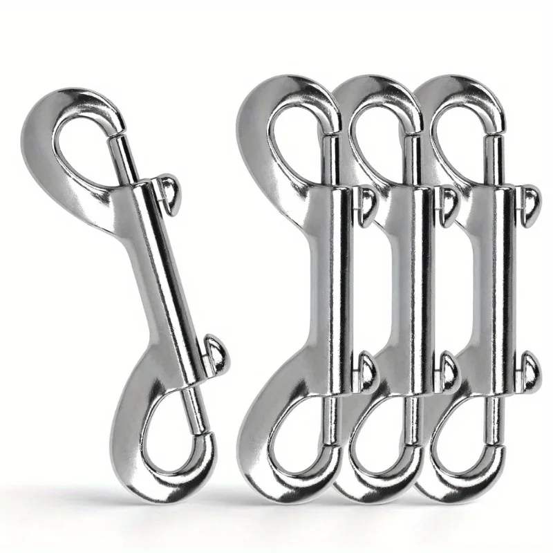 2 Stück Doppelkarabiner, Zinklegierung Metall-Clip, Silberne Doppelkarabinerhaken für Hundeleinen, Wassereimer-Haken