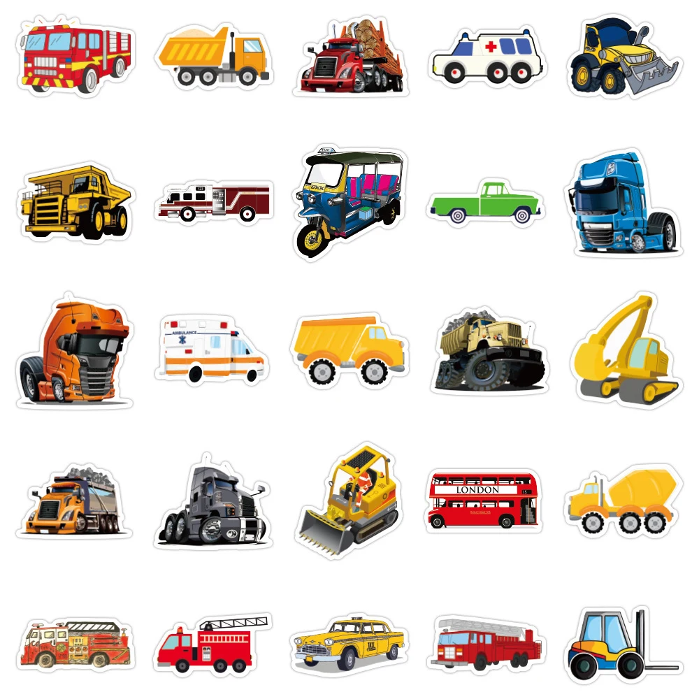 10/30/50/100pcs Transportation Vehicle Car Cartoon Stickers Funny Graffiti Decals Stationery Phone Luggage Reward Sticker Decor view 4