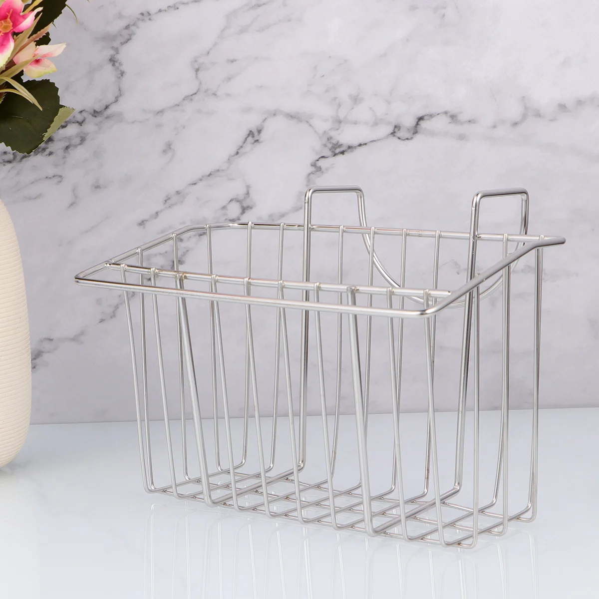 

Stainless Steel Sink Hanging Basket Kitchen Organizer Drain Rack Storage for Sponge Brush Outer Rack with Towel Holder