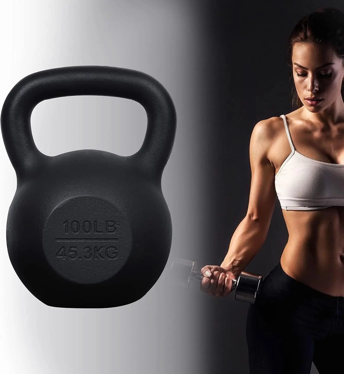 Ferro Fundido Revestido Kettlebell, Treinamento de Força, Halterofilismo, Condicionamento, Força e Cor, 100 Lbs