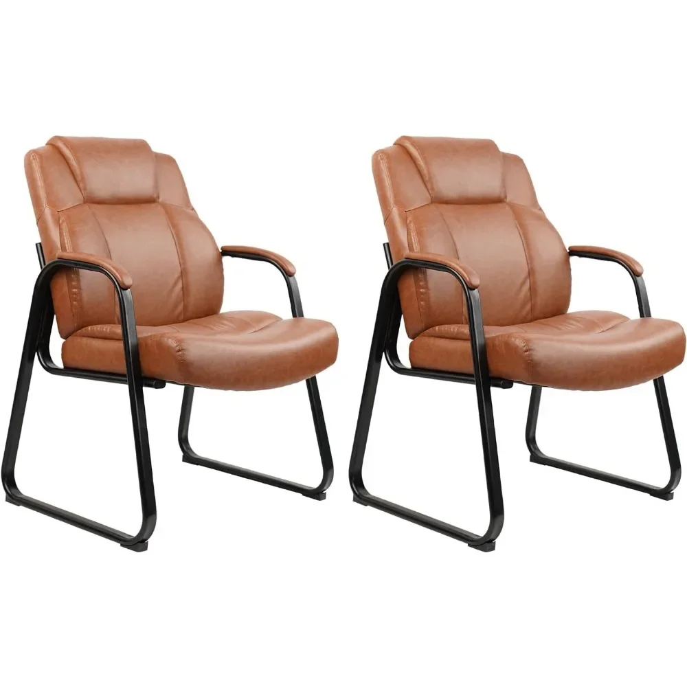 

Big & Tall 500 lb.Guest Chair,PU Leather Office Reception Chairs with Sled Base,Desk Chair No Wheels for Waiting Room Conference
