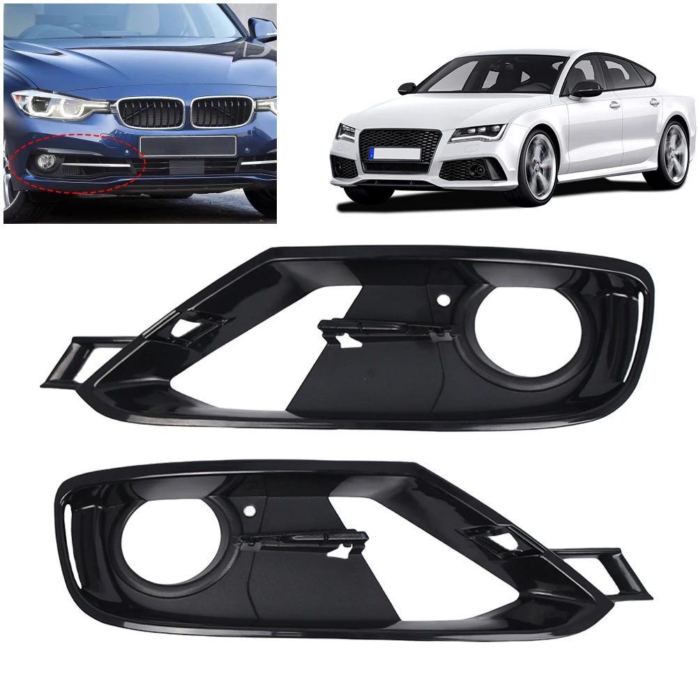 For BMW 3 Series F30 F31 12-17 Car Front Bumper Grille Cover Left & Right Fog Light Protect Bezels OEM: 51117300739 51117300740