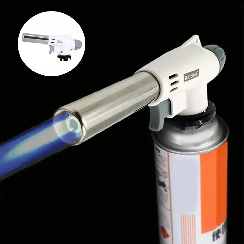 Portable Welding Gas Torch Flame Nozzle Butane Burner Outdoor Camp BBQ Lighter Flamethrower Kitchen Supplies Welding Equipment