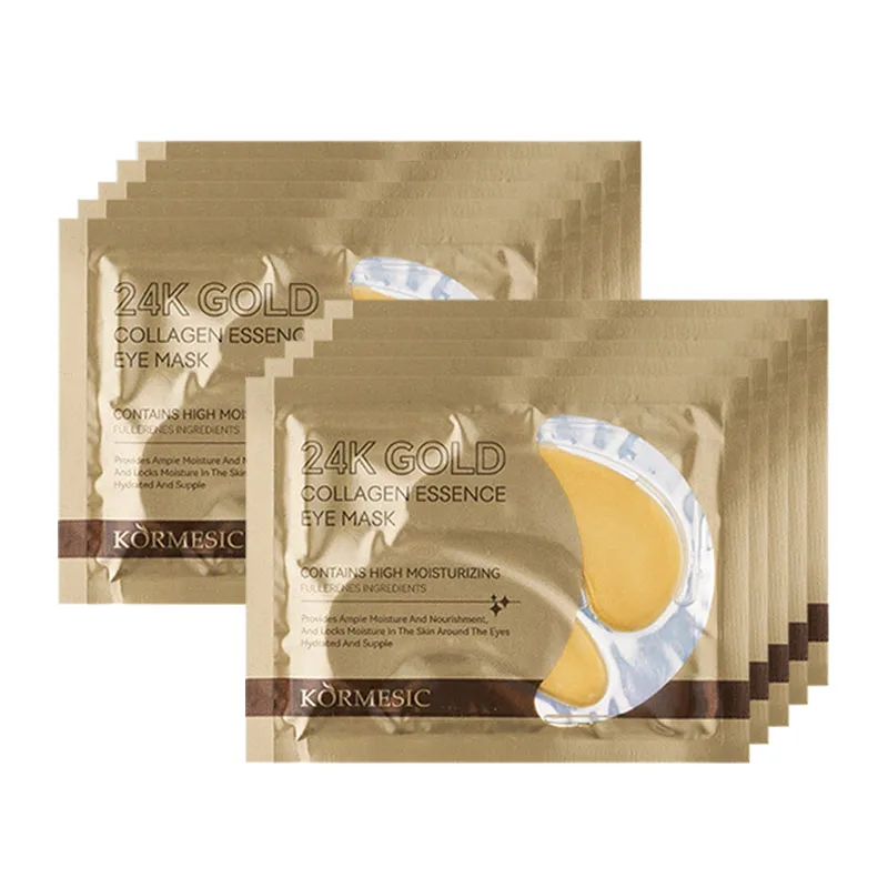 10pcs Mascarilla de Ojos de Colágeno con Cristal Dorado 24K, Anti-Ojeras, Anti-Bolsas Debajo de los Ojos, Anti-Edad, Eliminador de Arrugas, Parches Hidratantes para Ojos