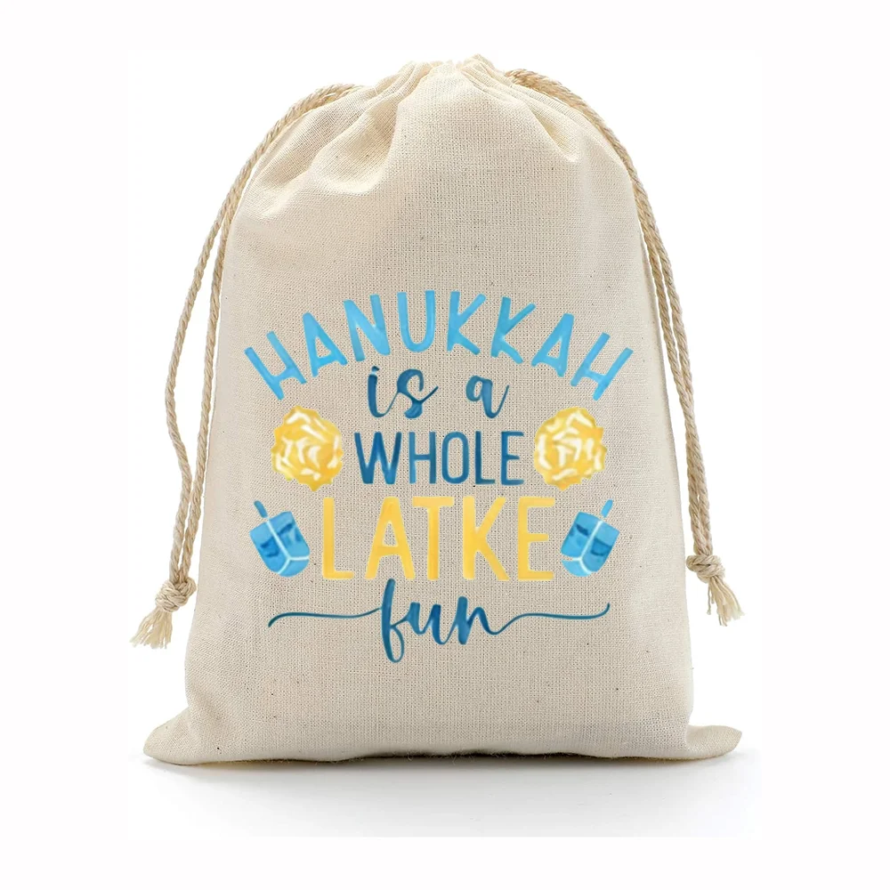 4 قطعة هانوكا سعيدة الرباط حقائب للهدايا اليهودية عطلة حفلة تفضل هانوكا الاحتفال اكسسوارات الأطفال وجبة خفيفة لعبة حقيبة