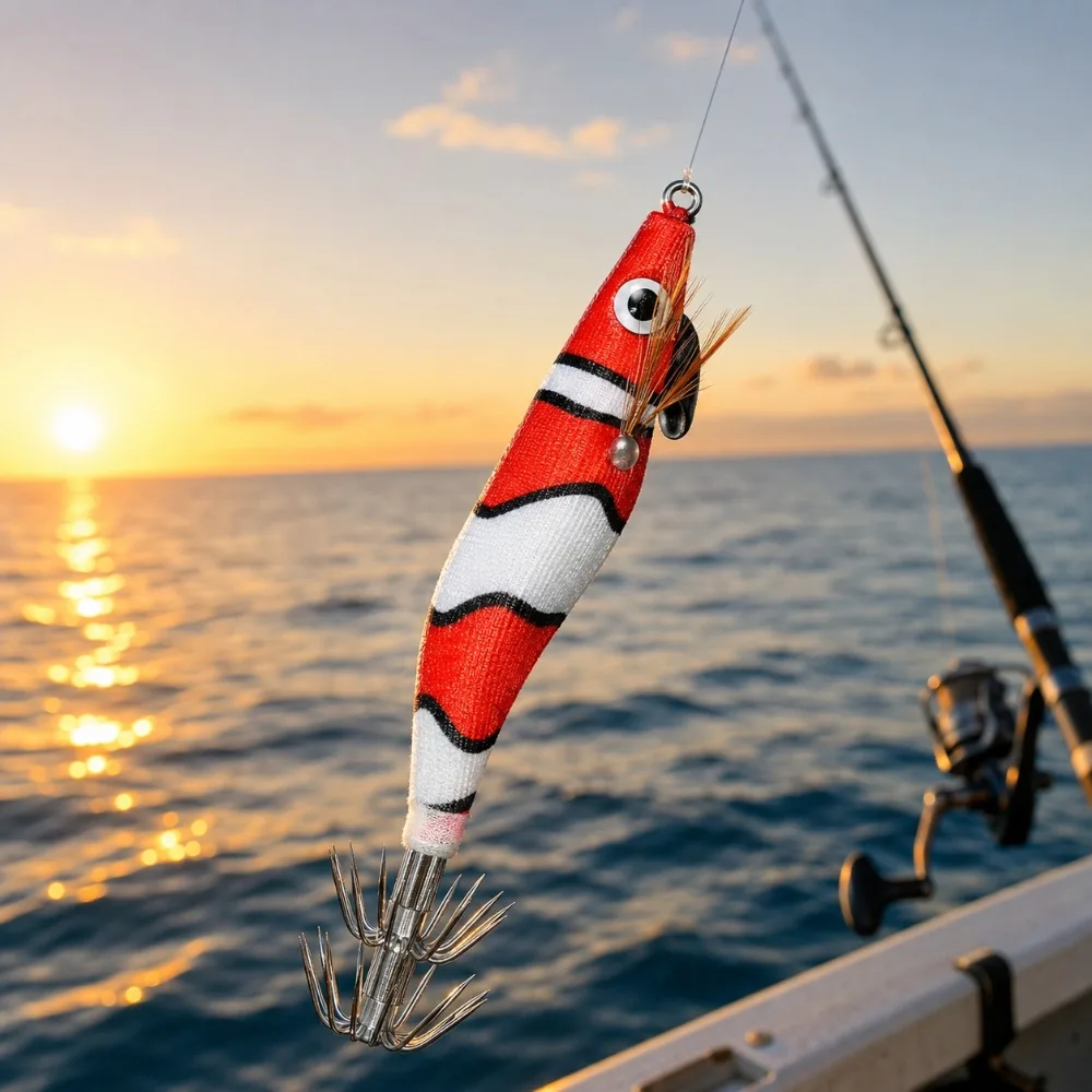 Im Dunkeln leuchtender Tintenfisch-Jig, harter Angelköder 1.5 # 1.8 # 2.2 # Künstlicher Garnelen-Köder Oktopus Tintenfisch Meeresfischerei-Ausrüstung – Detail 5