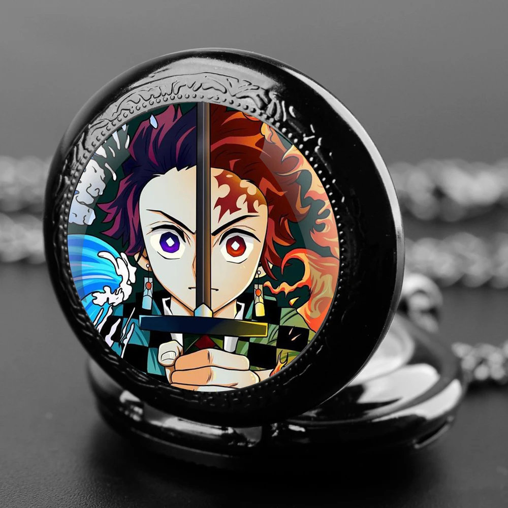 Demon Slayer Ontwerp Glazen Koepel Quartz Zakhorloge Met Duurzame Ketting Arabische Cijfers Wijzerplaat Voor Mannen En Vrouwen Creatieve Geschenken