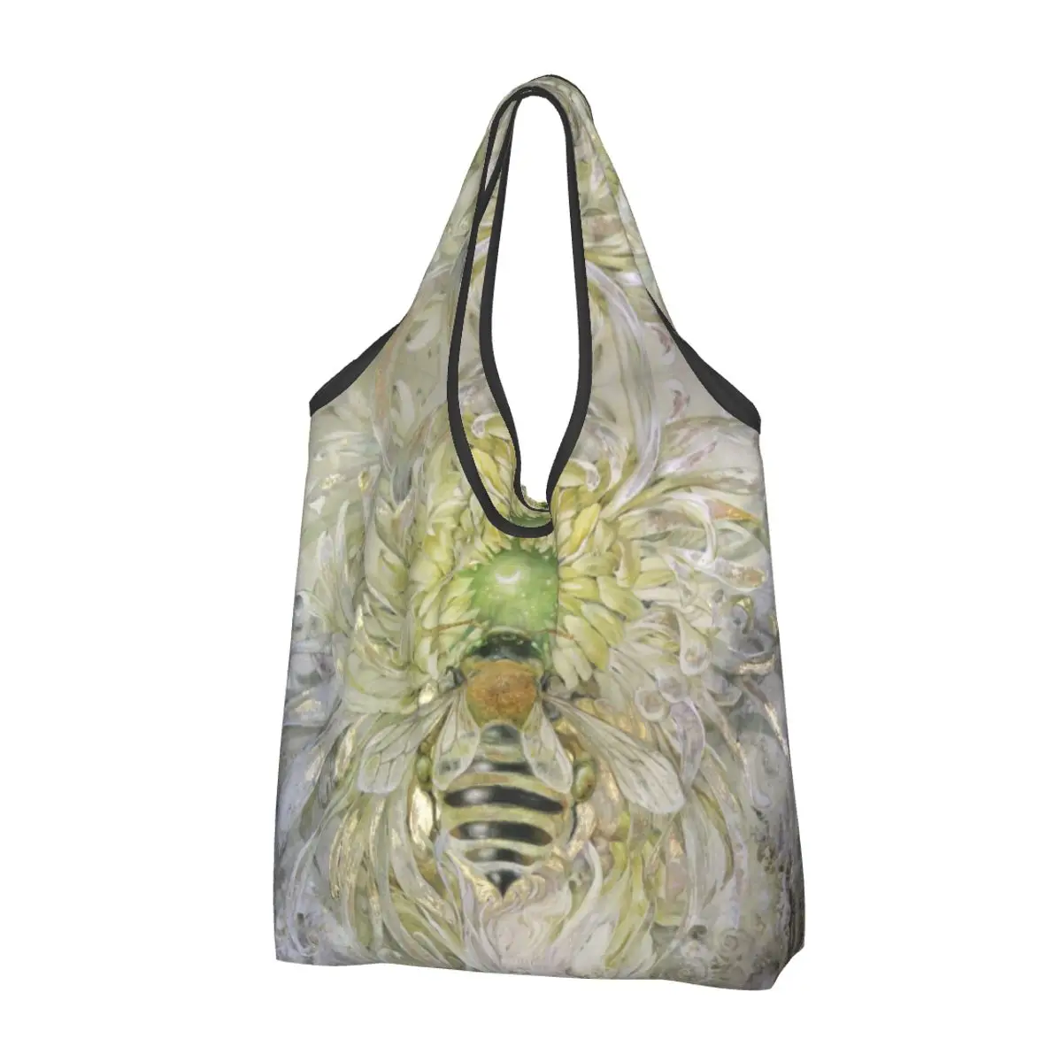 Reusable Honeybee When Flowers Dream Shopping Bag Women Tote Bag Portable Bee Insect Grocery Shopper Bags