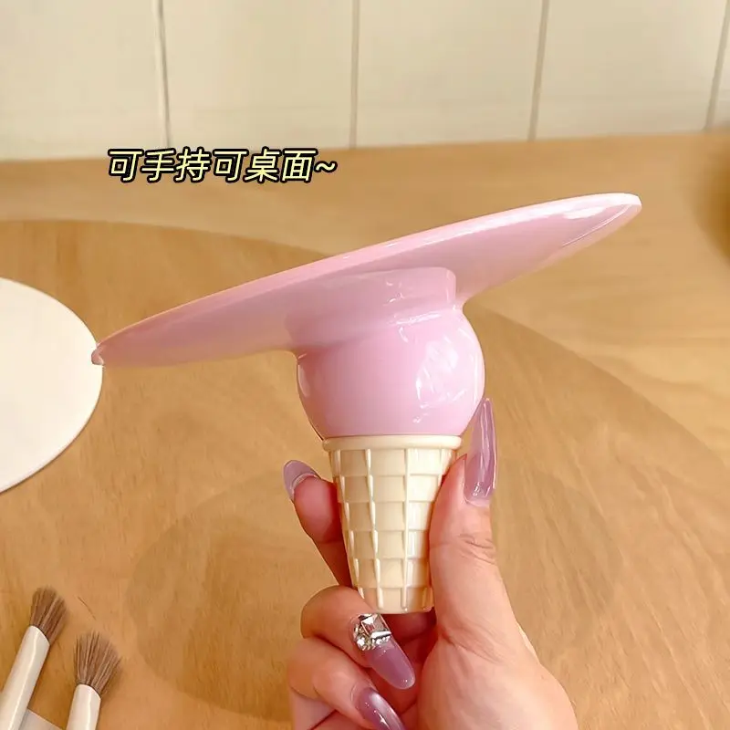 Handheld Makeup MirrorIce Cream Beauty Mirror Bedroom Dresser Dormitory Desktop Cute Small Mirror Home Decoration