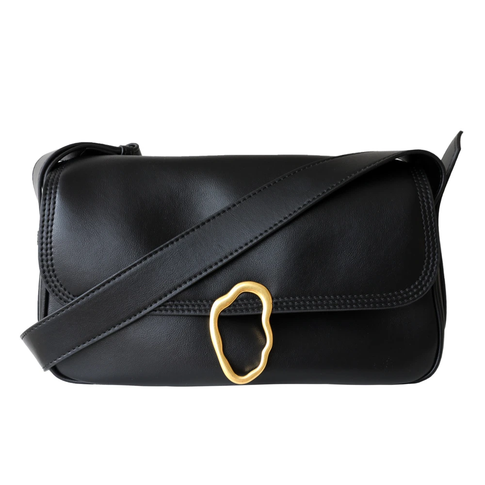 

Black Soft Leather Women Bags 2024 Leather Flap Bag Underarm Postman Bag Single Shoulder Oblique Straddle Bag Retro Commuter Bag