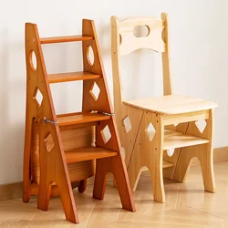 Escada de pedal de escalada interna multi-função dobrável dupla utilização escada de cozinha banco de madeira maciça cadeira traseira varanda flor rack