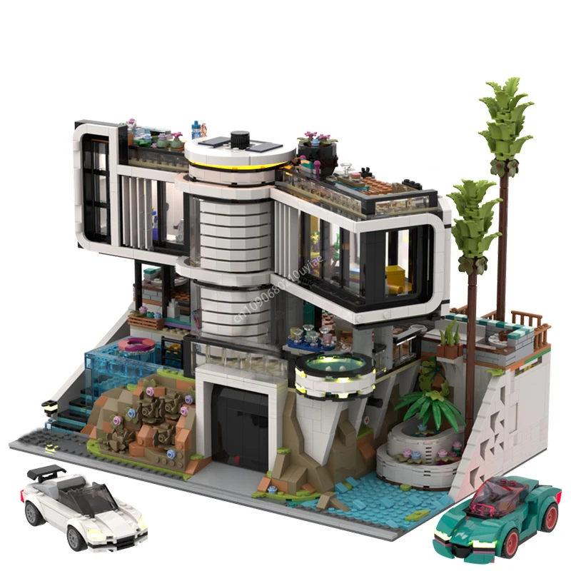 3700 Stück Tony Stark Modular Mansion Moc-42639 Moderner Luxus Baustein Stadt Kreatives Haus Villa Spielzeug Geschenk für Mädchen Geburtstag