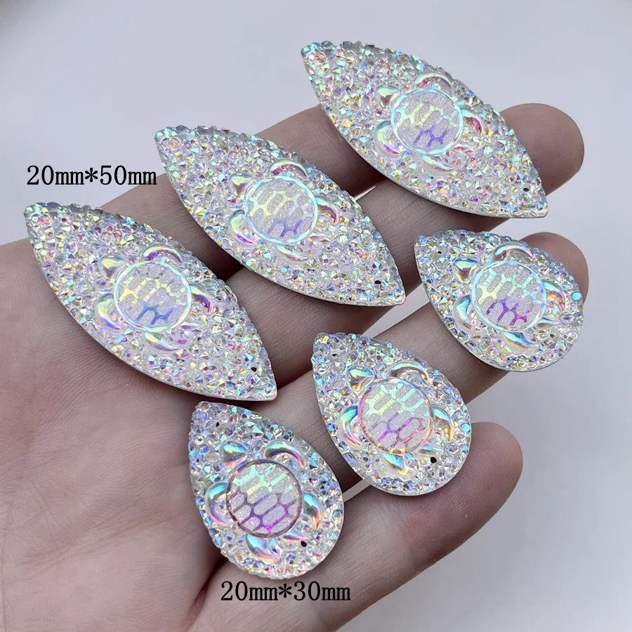 10pcs/lot Crystal turtle pattern horse eye drops Rhinestone/resin flat back scrapbook DIY jewelry indigenous earring decoration