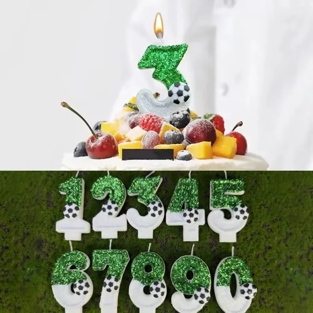 1PC Happy Birthday Football Candles Cake Soccer Candles Number 0-9 Digital Candle Party Wedding Cake Candle Party Cakes Deco