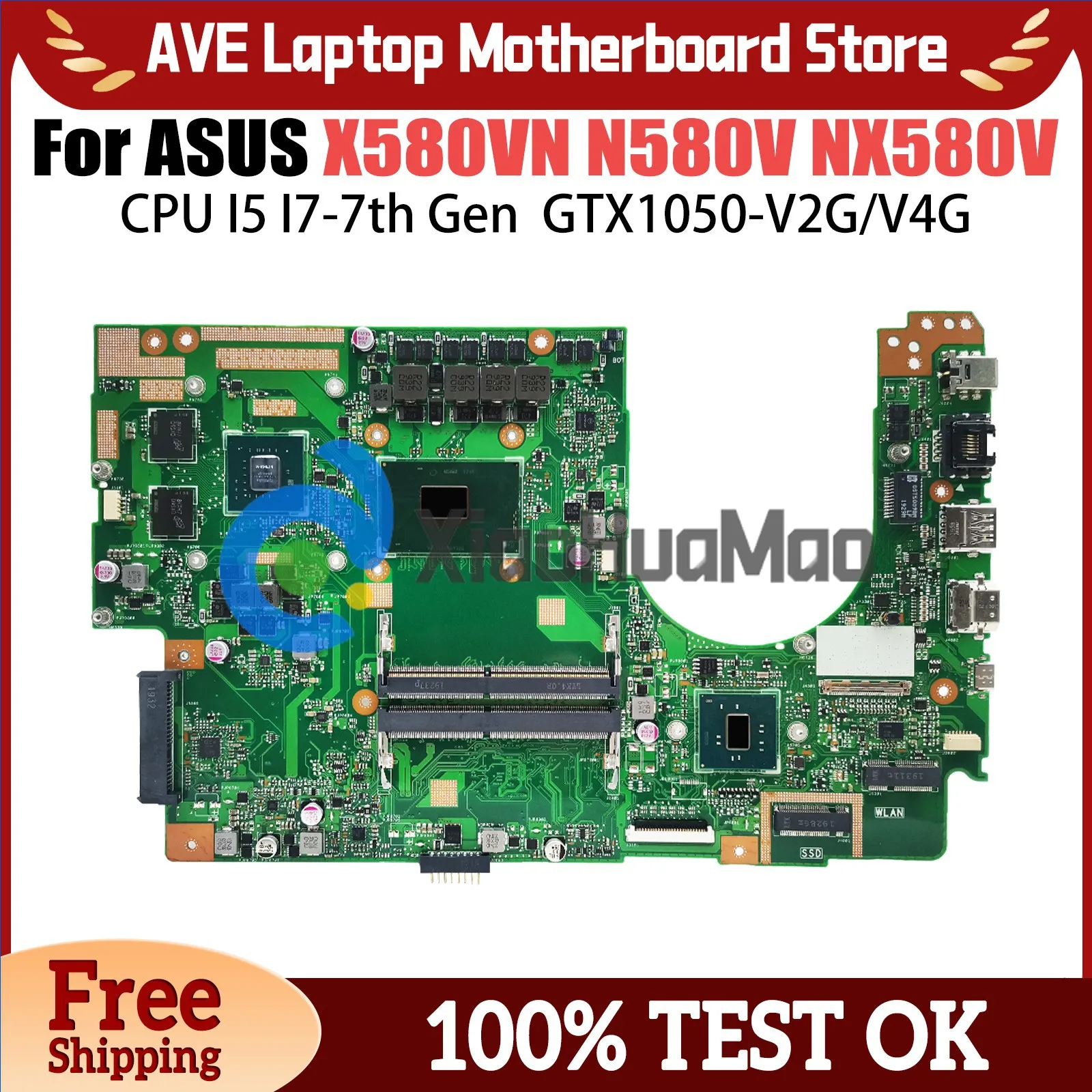 

X580VD Notebook Motherboard For ASUS X580VN N580V N580V NX580V FX580V M580V Mainboard I5 I7-7th CPU GTX1050 MX150 GPU DDR4