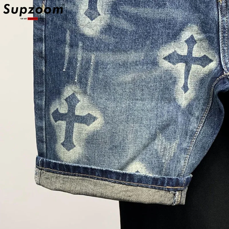 Supzoom New Arrival Hot Sale Fashion Summer Zipper Fly Stonewashed Casual Cargo Patchwork Cotton Denim Pockets Jeans Shorts Men