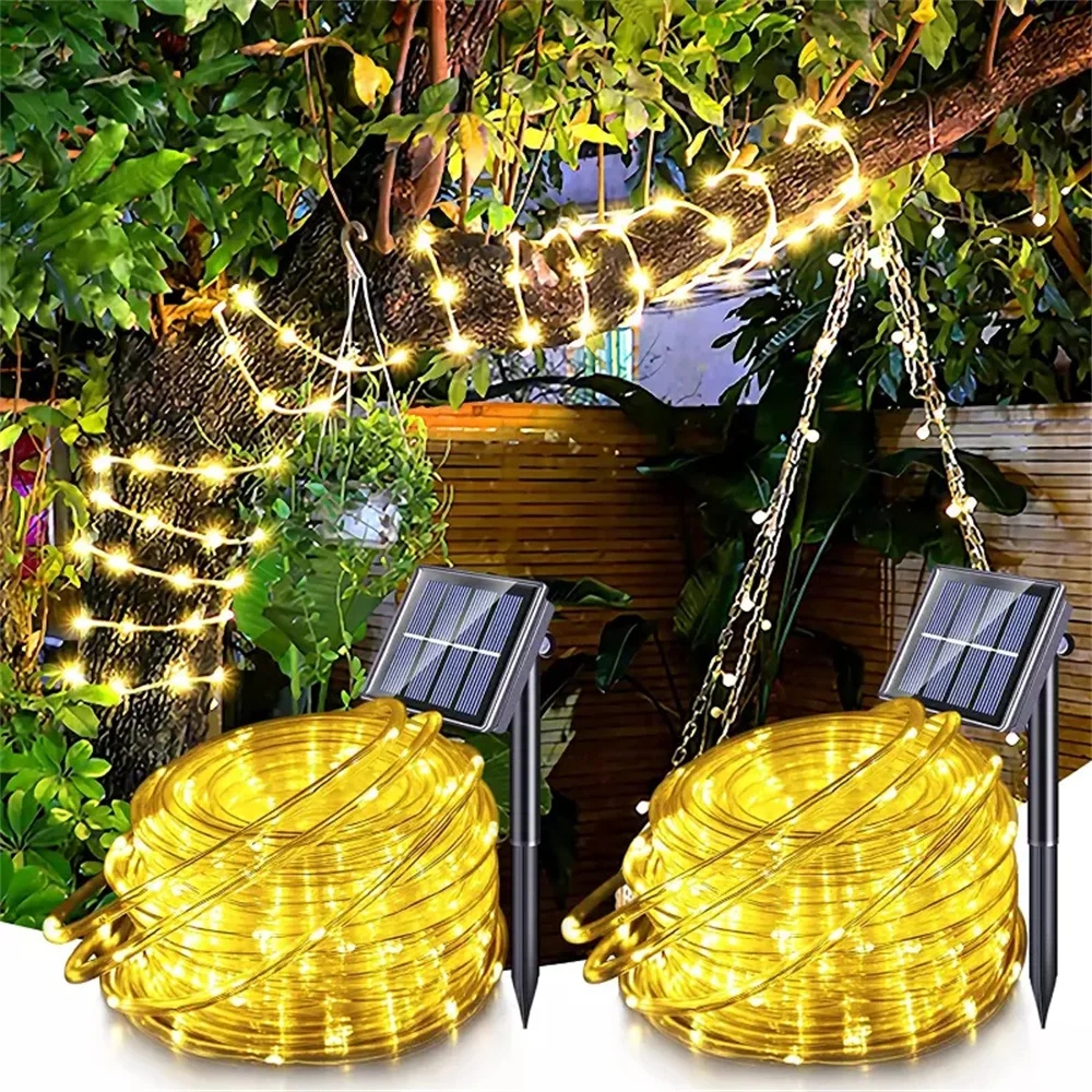 

Waterproof Ip65 8 Modes 5m 10m 20m Solar Rope Lights Outdoor Coper Wired Tube Rgb Copper Solar Tube Led Rope Lights For Yard