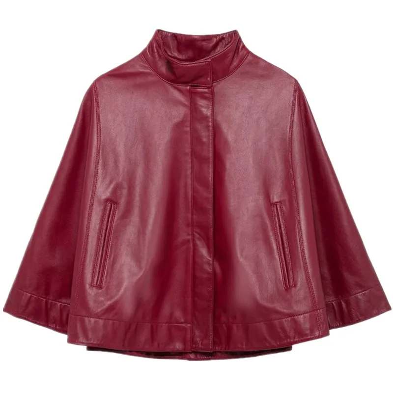 Primavera 2025 Cappotto da donna in pelle con cerniera Faion Cowl Ne Duster Jaet Sli Capispalla alla moda Cact Fit