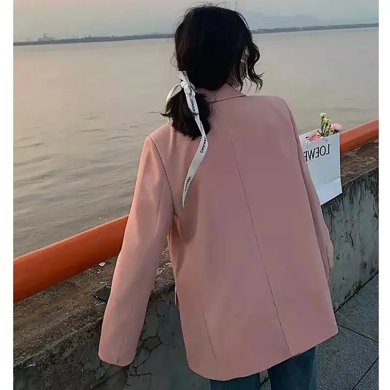 2025 Women High-end Casual Blazer Outwear Spring Autumn Ladies Fashion Solid Color Suit Outwear Korean Female Long Sleeves Coat