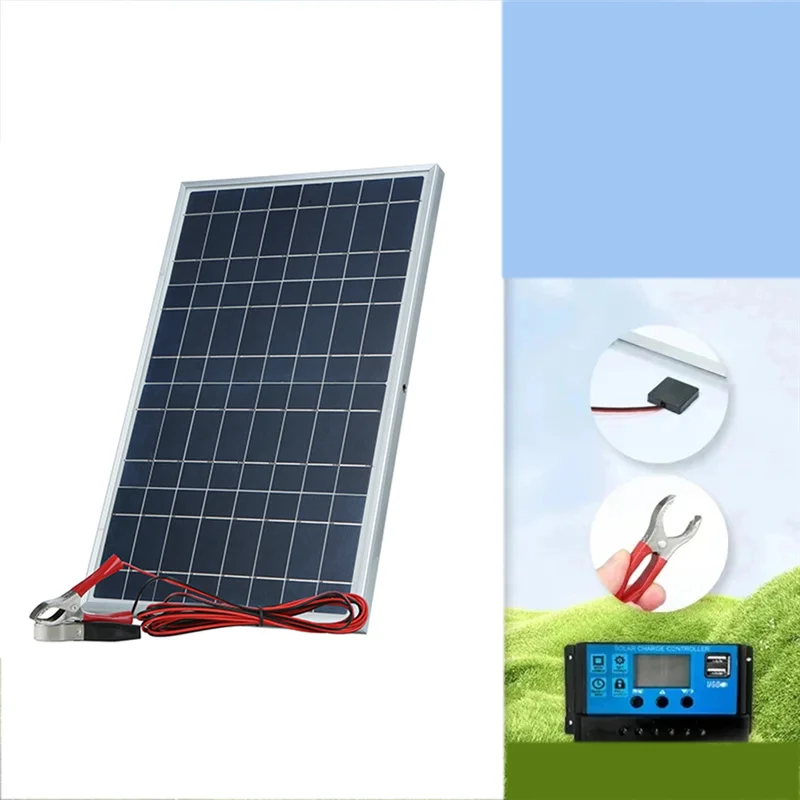 N35R-12V Kit de panel solar Generador de células solares recargable portátil para exteriores completo de 30W de potencia para el hogar