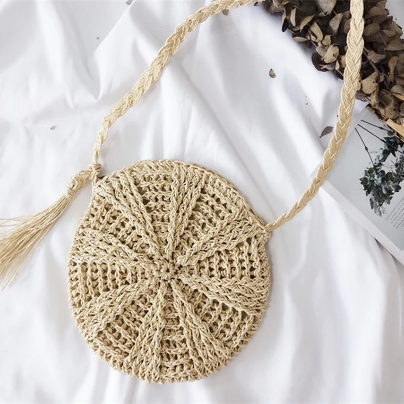 New Round Crossbody Straw Bag Casual Weaving Women's Bag Beach Bag For Girlfriends Gifts