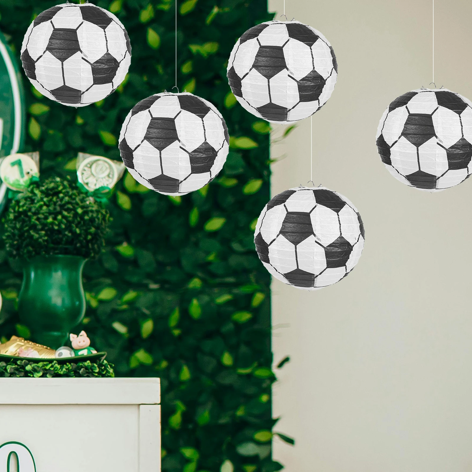 

Football Paper Lantern 12 Inch Light Weight Sport-themed Decorative Hanging Lanterns for Indoor Outdoor Parties