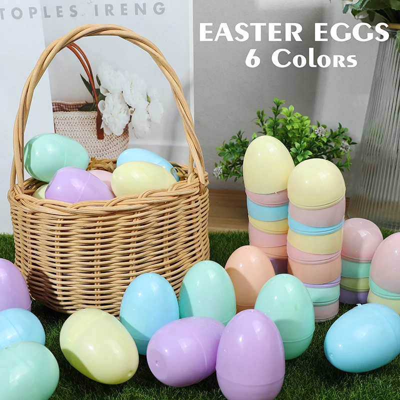 

12PCS Easter fillable color plastic eggshell 2025 Easter Happy Creative DIY handicraft gift party home decorations