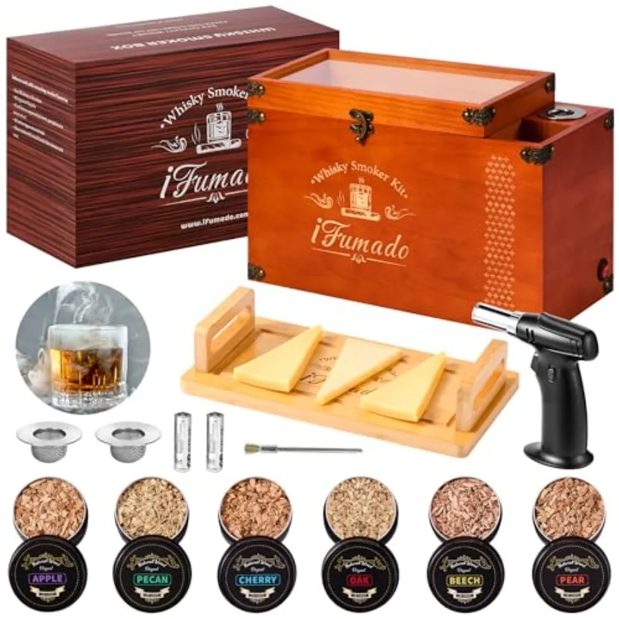 

Электрический старомодный набор для курильщика, набор для курильщика виски со встроенной дымовой камерой и местом для хранения коктейлей 2 в 1 и вкусом еды Infus