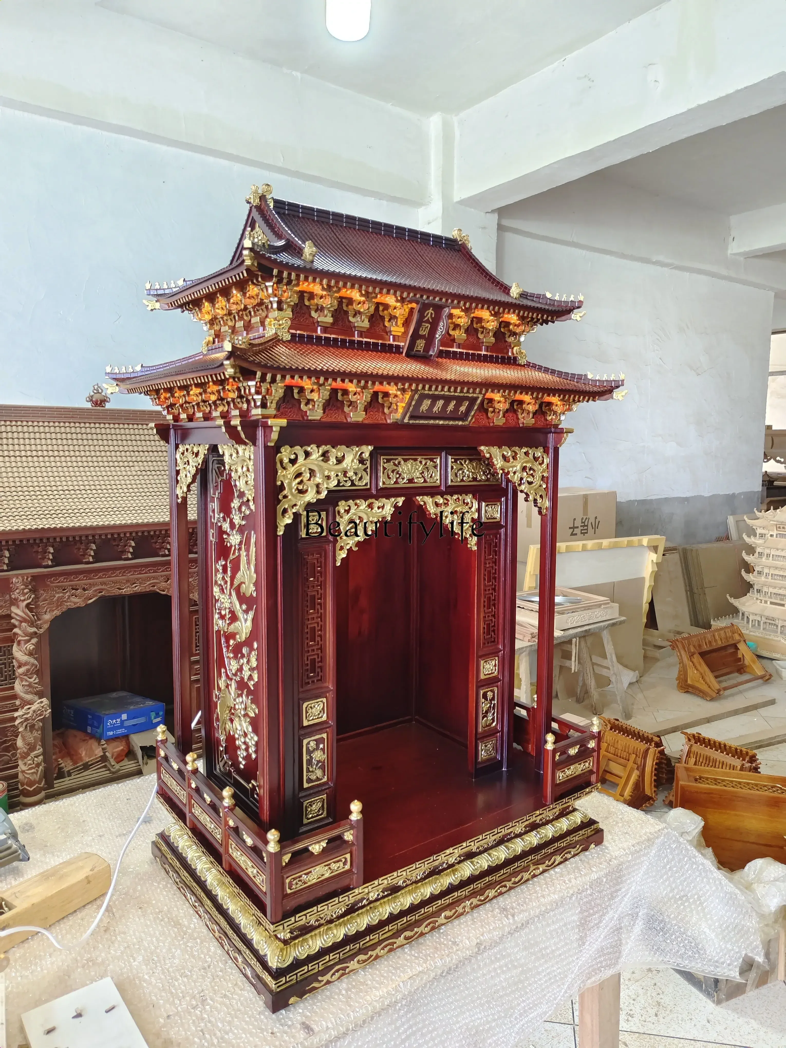 

FG52*Buddhist shrine for Taiwan household use Guanyin shrine eaves roof hanging type Solid wood
