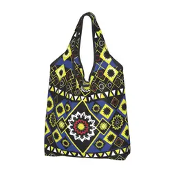 Custom Funny African Ethnic Style Pattern Shopping Tote Bag Portable Pattern Grocery Shopper Shoulder Bag