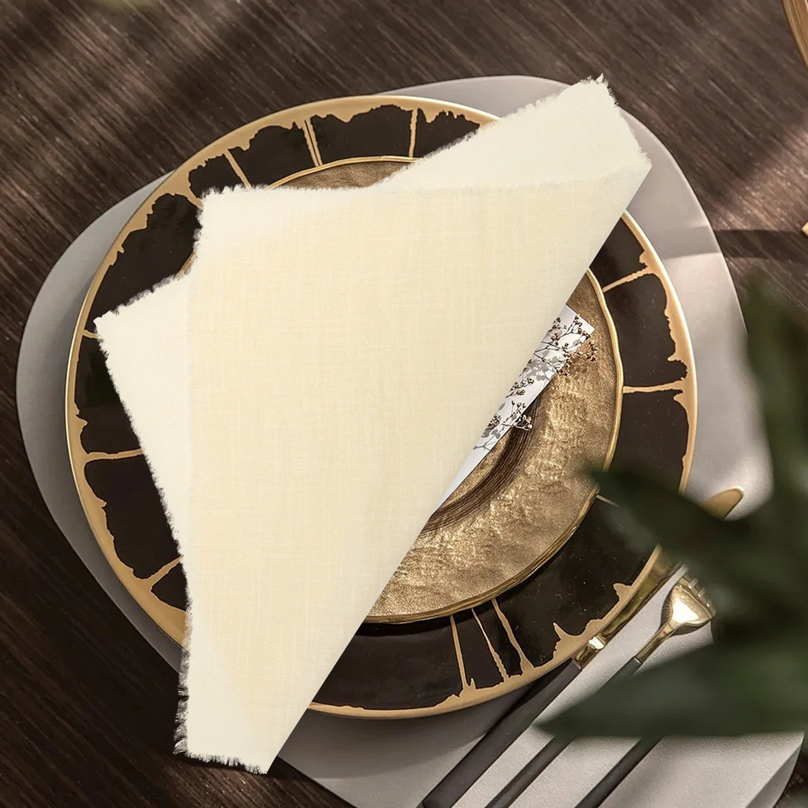

4 Pcs Decorative Gauze Napkins Cotton Kitchen Square Cloth Dinner Linen Eusable