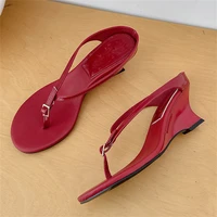 Eilyken Designer Buckle Clip Toe Women Slippers Fashion Wedges High Heels Sandals Summer Flip Flops Female Shoes