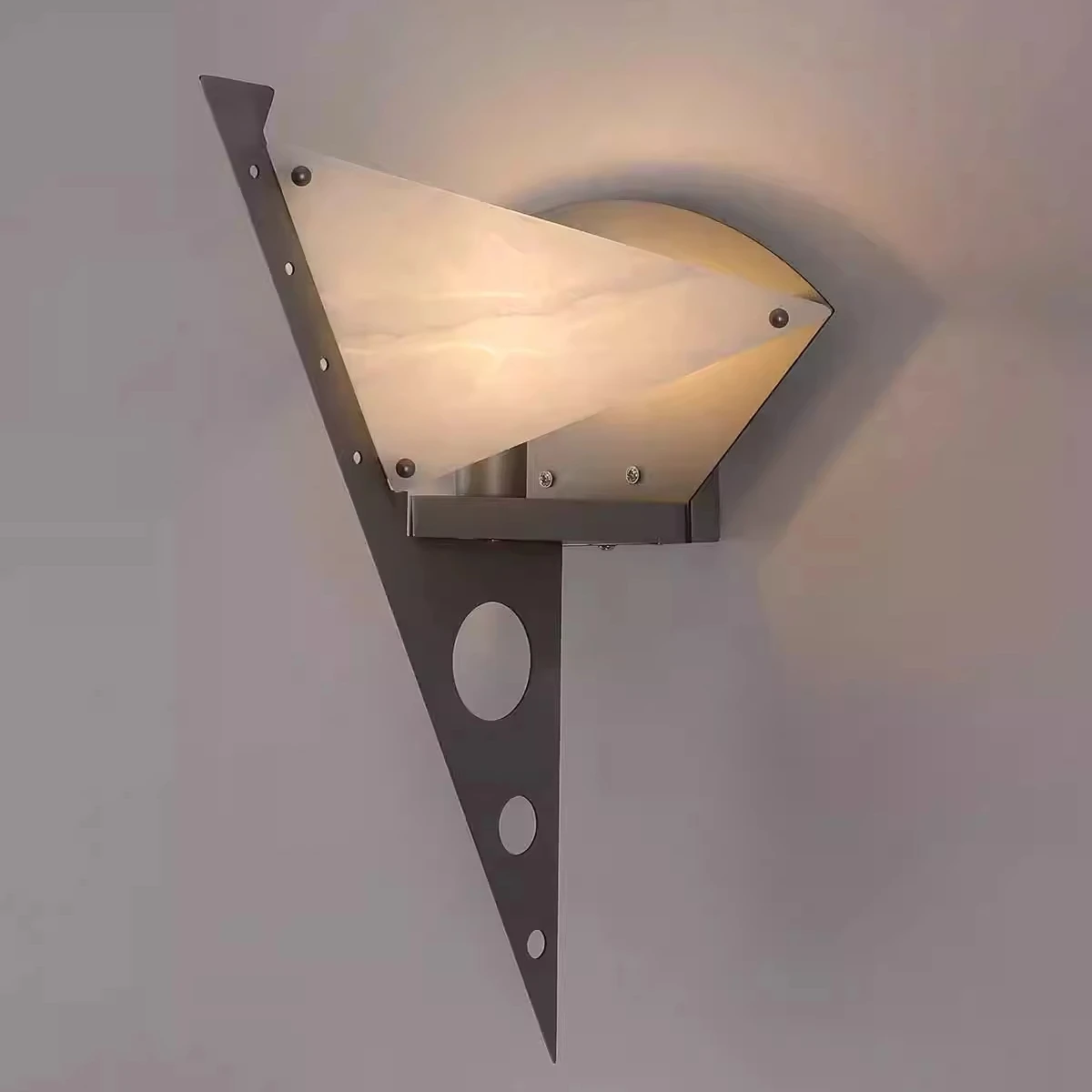 Marble Triangle Light Emitting Diode Wall Light Hotel Bedroom Living Room Corridor Stainless Steel Bedside Background Wall Art