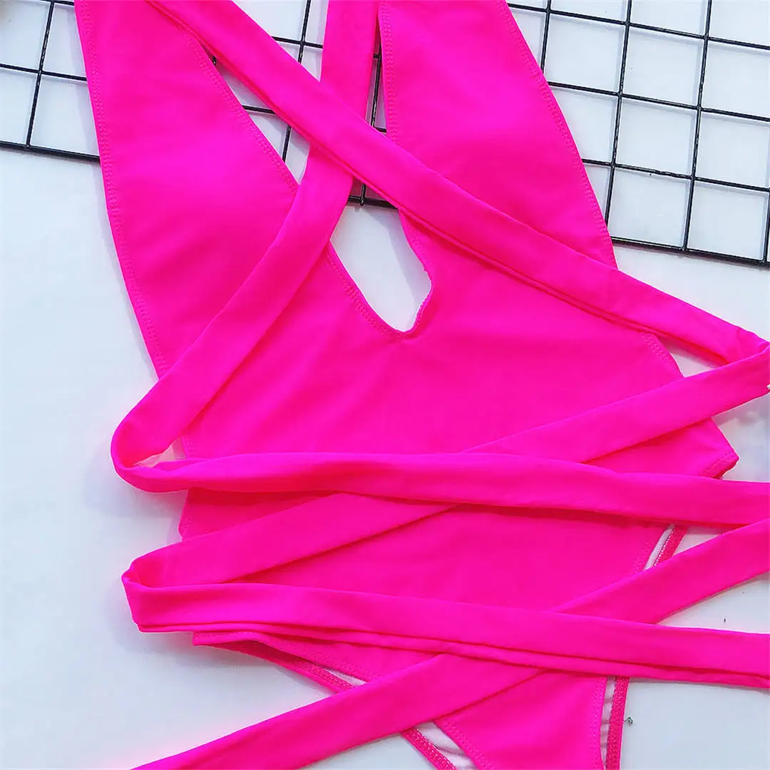 Neuer, verführerischer, langer, um den Körper gewickelter Badeanzug mit tiefem V-Ausschnitt, einteiliger Badeanzug für Damen, hoch geschnittener Monokini-Badeanzug, Badebekleidung für Damen, Modell V1639B. – Detail 30